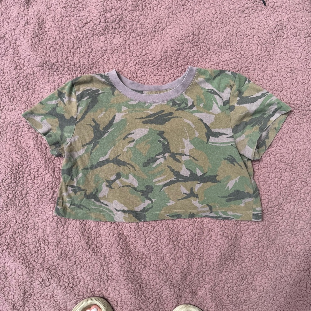 BDG Green Camouflage Crop Top
